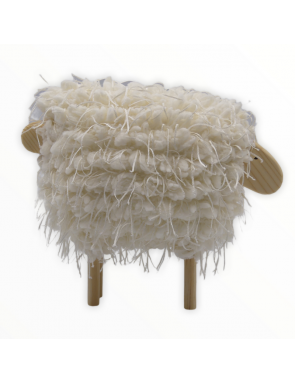 Mouton en bois et tissu blanc