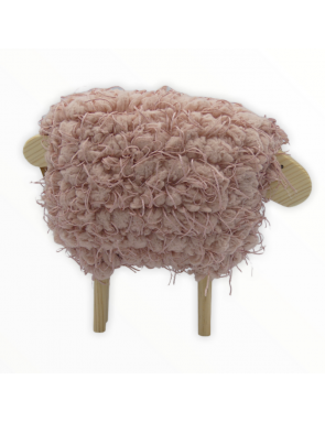 Mouton en bois et tissu rose