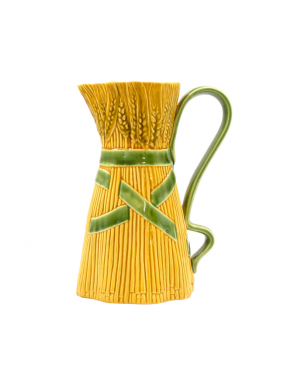 Carafe Epis de blé signé Bordallo Pinheiro, jaune et verte en céramqiue