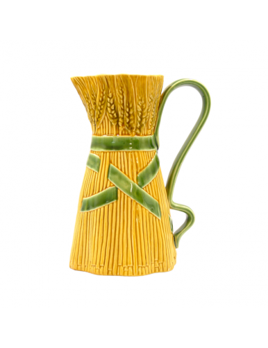 Carafe Epis de blé signé Bordallo Pinheiro, jaune et verte en céramqiue
