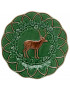 Assiette cerf en faience verte et marron Bordfallo Pinheiro