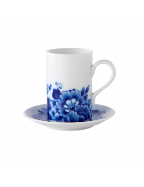 Tasse à café  Blue Ming, inspiration azulejos, blanc et bleu