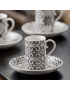 zoom sur une tasse de la collection Calcada Portuguesa blanche et noir motif azulejos