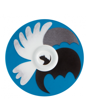 Soucoupe bleu ave  motifs blanc, gris et noir