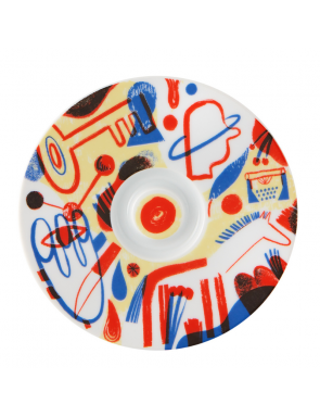 Tasse jaune , bleu et rouge