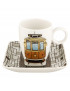 Tasses du lot de Porto avec dessus un tramway Portugais, typique symbole de la ville