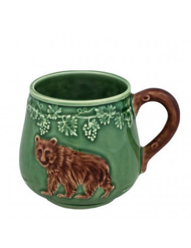 Tasse ours Bordallo Pinheiro, verte et marron