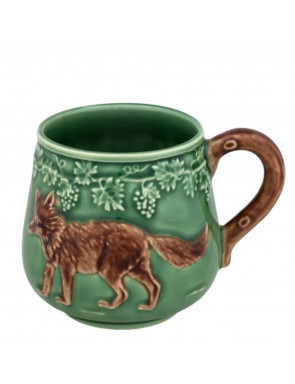 Tasse renard en céramique marron et verte Bordallo Pinheiro