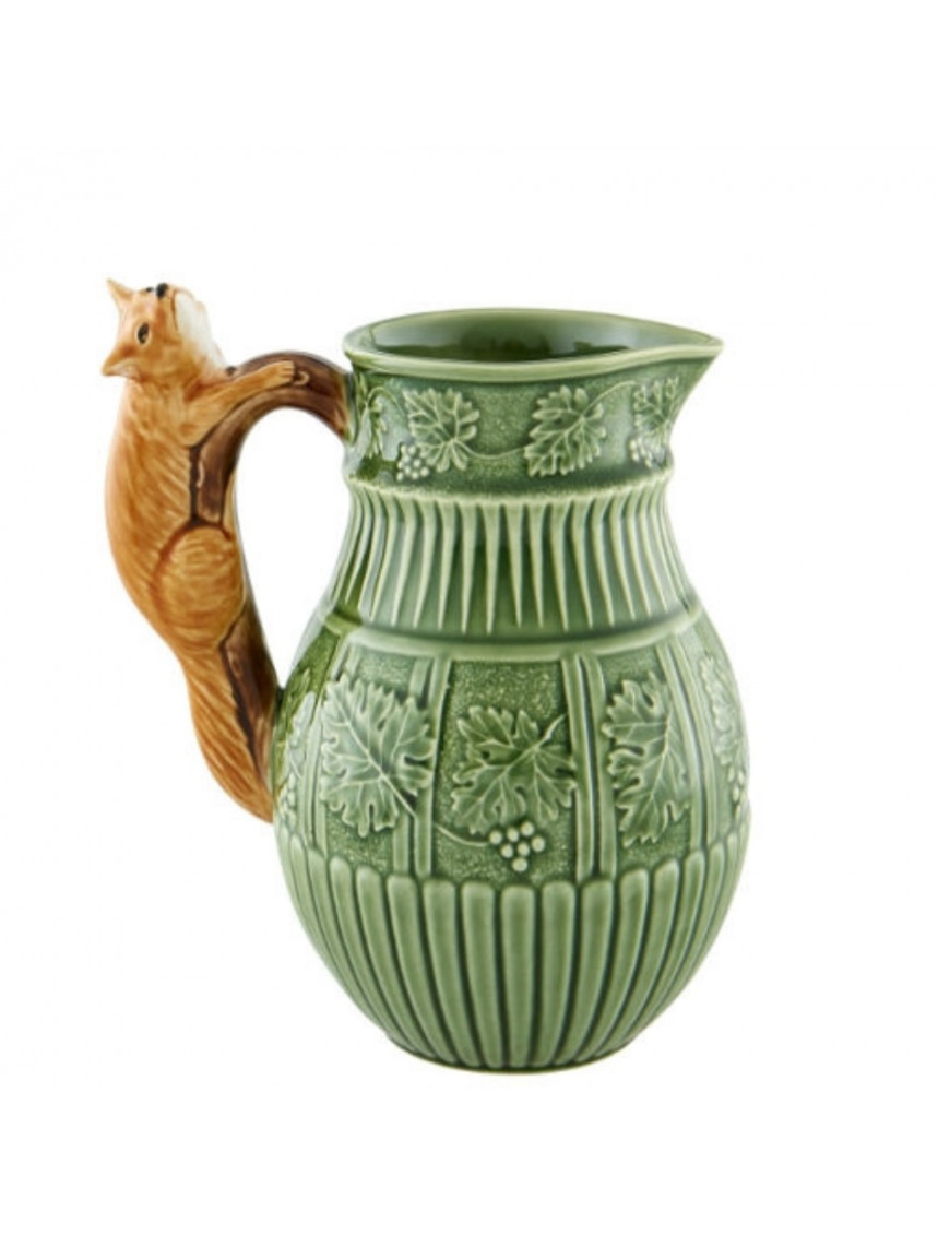 Pichet renard vert et orange en céramique de Bordallo Pinheiro