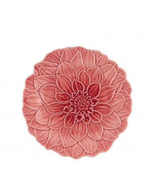 Assiette Dalia rose en céramique et relief Bordallo pinheiro