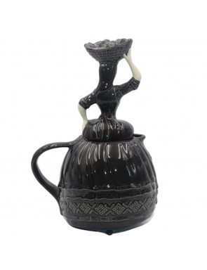 Théière noir varinas en céramique de dos