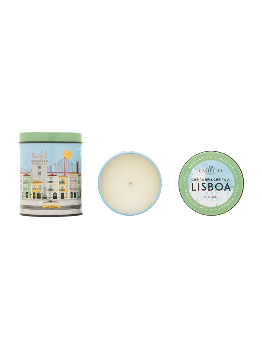 Bougie cheira bem cheira a Lisboa, au basilic sur le pot plusieurs monuments portugais