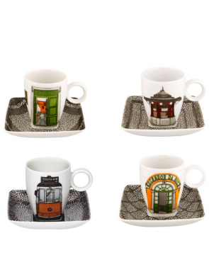 SET 4 TASSES À CAFÉ ET SOUCOUPES  - ALMA DE LISBOA